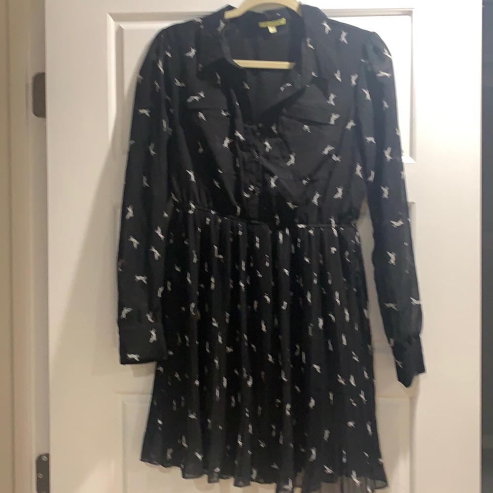 Gianni Bini Size Small Black Dress with Dog Print